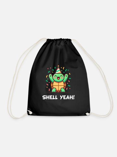 Shell Yeah! Celebration Turtle - Drawstring Bag - black