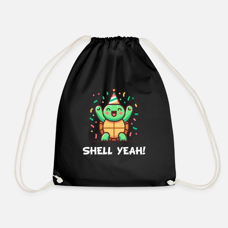 Shell Yeah! Celebration Turtle - Drawstring Bag - black