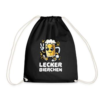 Lecker Bierchen Cartoon - Turnbeutel - Schwarz - Vorne