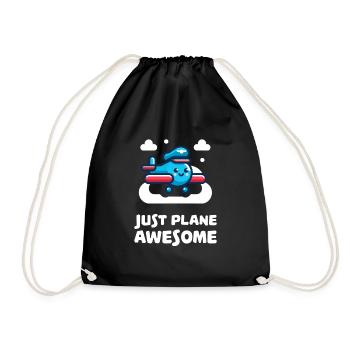 Just Plane Awesome Cute Airplane - Drawstring Bag - black - Front