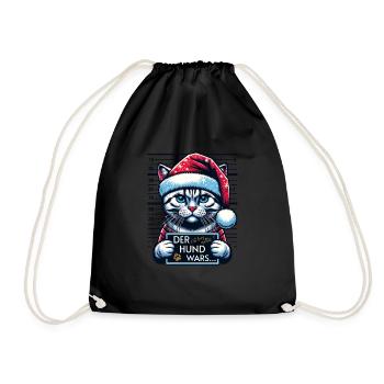 Santa Claus Funny Cats Christmas - Drawstring Bag - black - Front