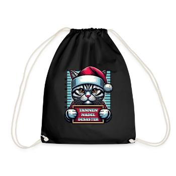 Santa Claus Funny Cats Christmas - Drawstring Bag - black - Front