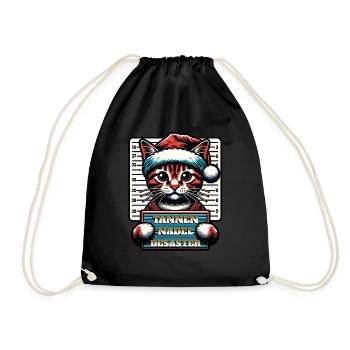 Santa Claus Funny Cats Christmas - Drawstring Bag - black - Front