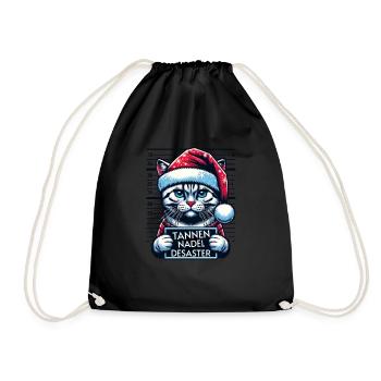 Santa Claus Funny Cats Christmas - Drawstring Bag - black - Front