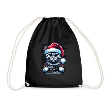 Santa Claus Funny Cats Christmas - Drawstring Bag - black - Front