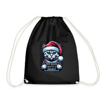 Santa Claus Funny Cats Christmas - Drawstring Bag - black - Front