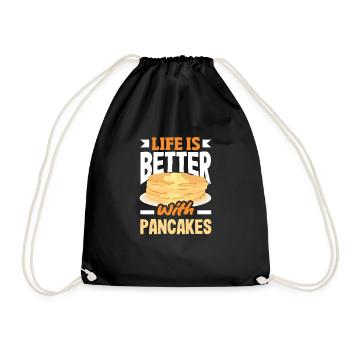 Funny Pancake Lover Gift - Drawstring Bag - black - Front