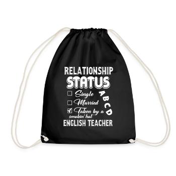 English Teacher Relationship Status - Drawstring Bag - black - Front