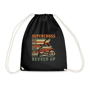 Dirt Biker Riding Get ́s Me Revved Up Dirt Bike - Drawstring Bag - black - Front