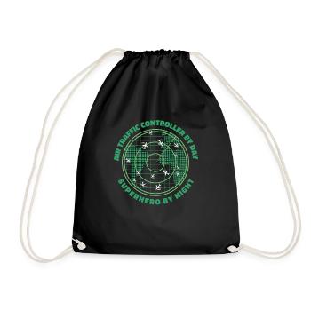Air traffic controller - Drawstring Bag - black - Front