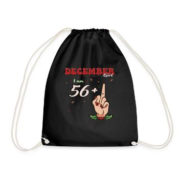 Born in December - I am 56 + Middle Finger for - Drawstring Bag - black - Front