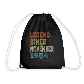 Vintage-Legende seit November 1984, 40. Geburtstag - Turnbeutel - Schwarz - Vorne