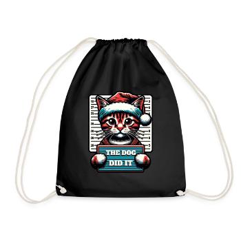 Santa Claus Christmas Funny Cats Mugshot - Drawstring Bag - black - Front