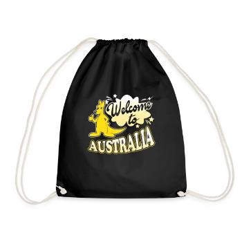 Kangaroo Welcome To Australia - Drawstring Bag - black - Front
