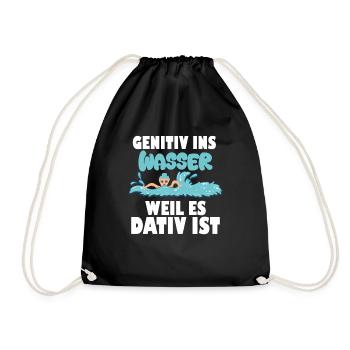 Genitive into the water because it's dative grammar - Drawstring Bag - black - Front