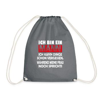 Halb Mensch Halb Bier Biertrinker T-Shirt Bierlieb - Turnbeutel - Grau - Vorne