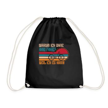 Funny cyclist saying why I don't have a battery - Drawstring Bag - black - Front