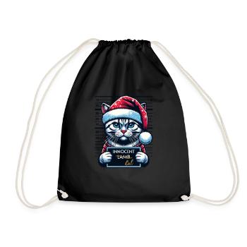 Santa Claus Christmas Funny Cats Mugshot - Drawstring Bag - black - Front
