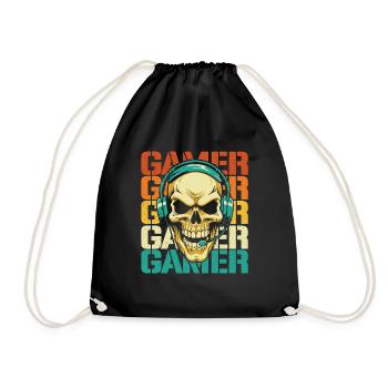 Gamer - Retro Skull Konsole PC Videospiel Liebhaber - Turnbeutel - Schwarz - Vorne