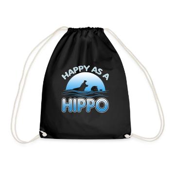 Happy As A Hippo - Drawstring Bag - black - Front