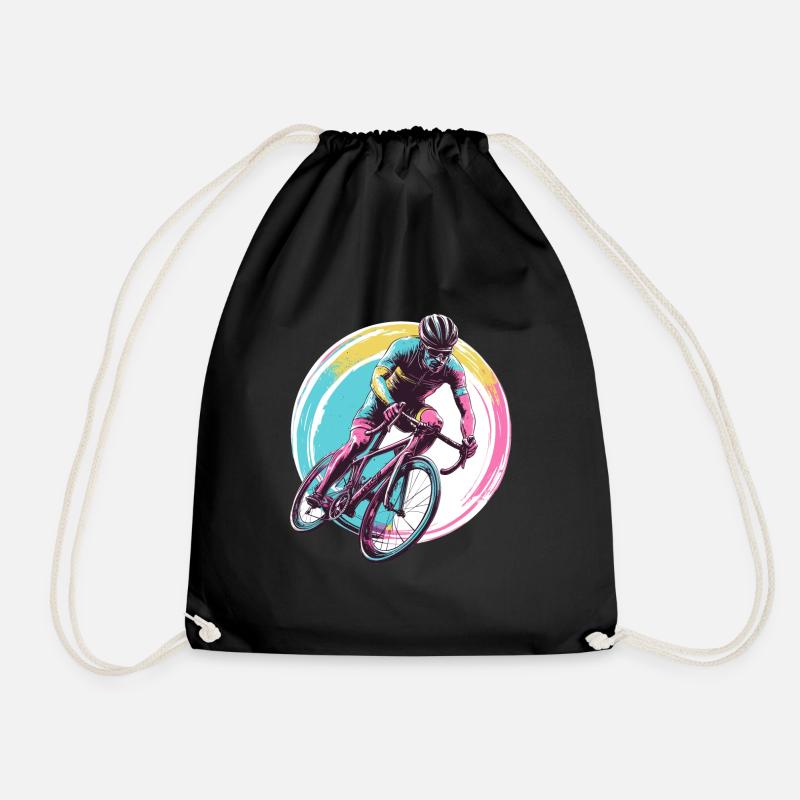 Road cyclist, cyclist - Drawstring Bag - black