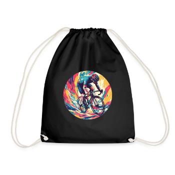 Road cyclist, cyclist - Drawstring Bag - black - Front