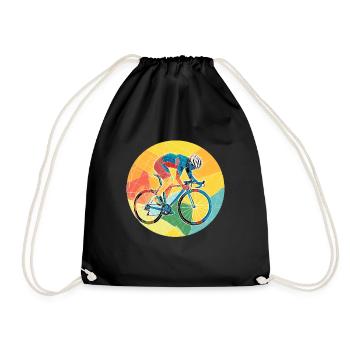 Road cyclist, cyclist - Drawstring Bag - black - Front