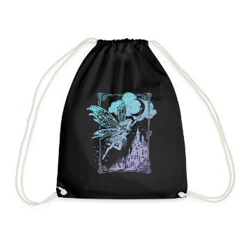 Fairy in paper cut vintage look - Drawstring Bag - black - Front