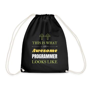 This is What an Awesome Programmer Looks Like - Drawstring Bag - black - Front