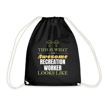 This is What an Awesome Recreation Worker Looks Li - Drawstring Bag - black - Front