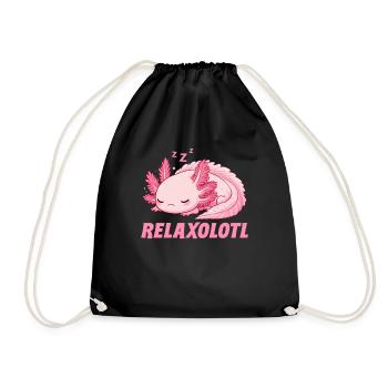 Relaxolotl Axolotl Late Riser Sleeping Chilling - Drawstring Bag - black - Front