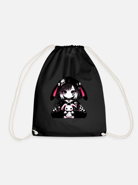 Goth Bunny Anime Girl Kawaii Gothic Gruselige - Turnbeutel - Schwarz