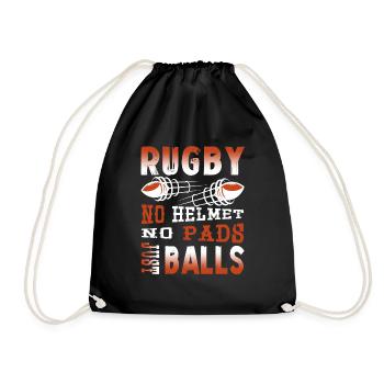 Rugby No Helmet No Pads Just Balls - Drawstring Bag - black - Front