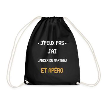 I can't I threw the hammer and aperitif - Drawstring Bag - black - Front