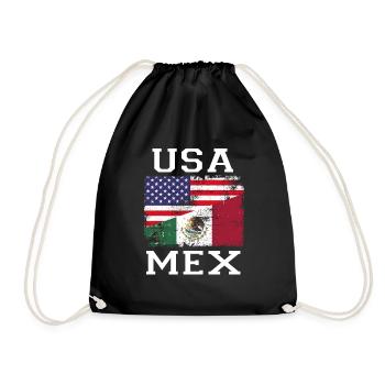 Mexiko Mexico Mexikaner Geschenk Flagge Fußball - Turnbeutel - Schwarz - Vorne