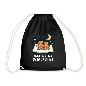 offizielles schlafshirt pärchen Lebkuchenmann-Kuch - Turnbeutel - Schwarz - Vorne