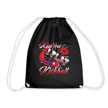 Kiss Me I Play Kickball - Drawstring Bag - black - Front