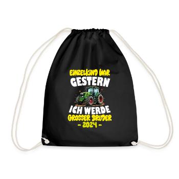 I'm going to be big brother 2025 tractor excavator baby - Drawstring Bag - black - Front
