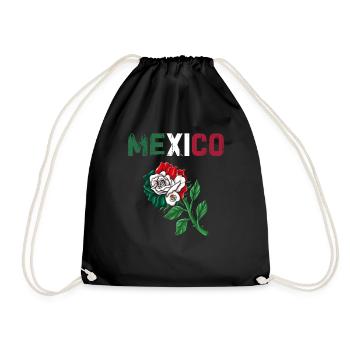 Mexico Mexico Mexican Gift Flag Football - Drawstring Bag - black - Front