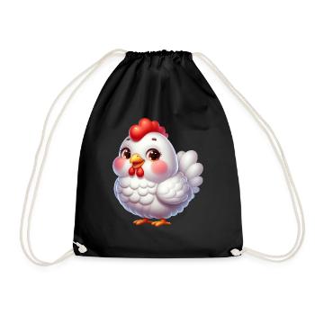 Chicken / Hünchen - Turnbeutel - Schwarz - Vorne