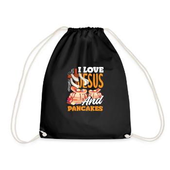 Funny Pancake Lover Gift - Drawstring Bag - black - Front