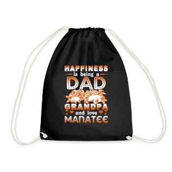 Happiness Is Being A Dad Grandpa And Love Manatee - Drawstring Bag - black - Front