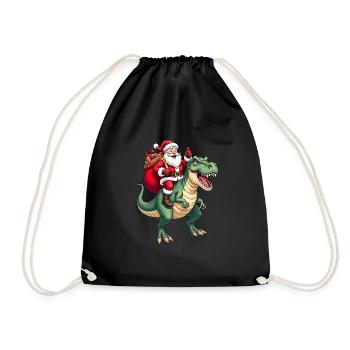 Santa Riding T-Rex - Lustige Xmas Dino Squad - Turnbeutel - Schwarz - Vorne