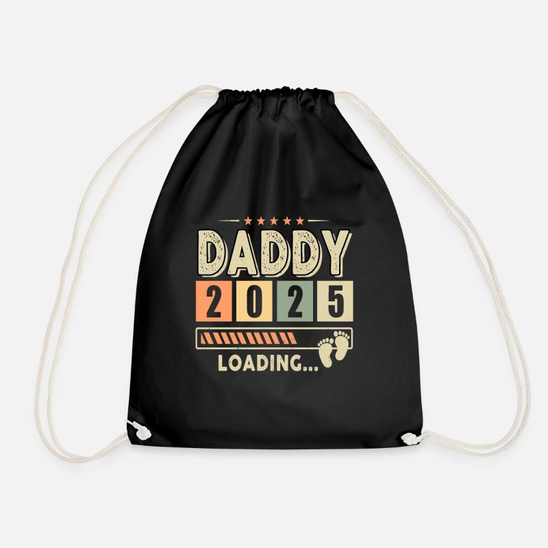 Daddy 2025 Loading Daddy To Be Baby Announcement - Drawstring Bag - black