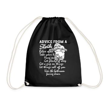 Advice From A Sloth - Drawstring Bag - black - Front