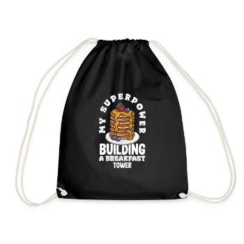 Funny Pancake Lover Gift - Drawstring Bag - black - Front