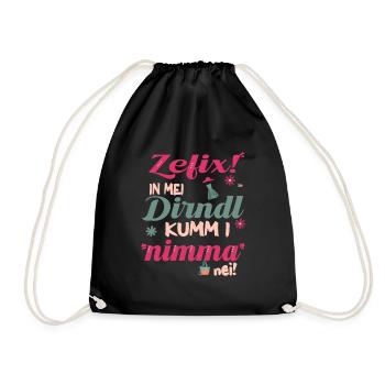 Trachtenshirt Dirndl Damen Passend - Turnbeutel - Schwarz - Vorne