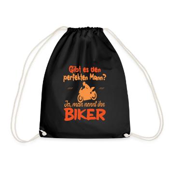 Is there the perfect man, yes, you call him BIKER - Drawstring Bag - black - Front