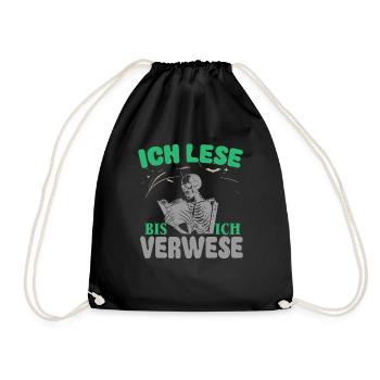 I read until I rot - Drawstring Bag - black - Front