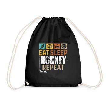 Manger Dormir Hockey Répéter drôle rétro vintage - Sac de sport léger - noir - Devant